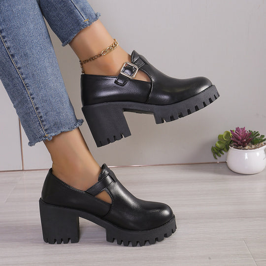 Damen Chunky Heels mit trendiger Schnalle und rutschfester Sohle R&B