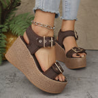 Damen Wedge-Sandalen mit verstellbaren Schnallen und rutschfester Sohle R&B