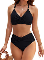 Damen Hochgeschnittener Bikini mit elegantem Wickeldetail R&B