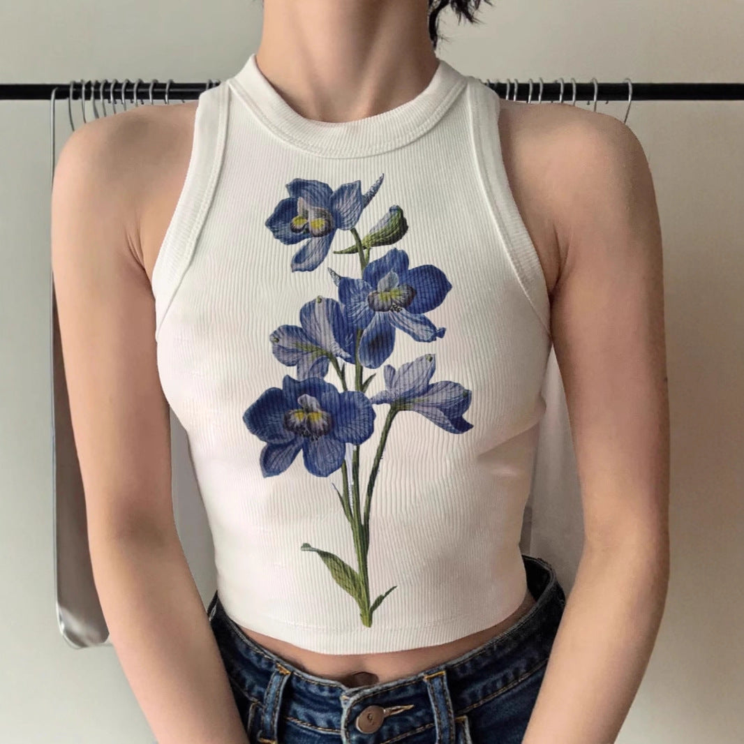 Damen ärmelloses Oberteil mit floralem Stickdesign R&B