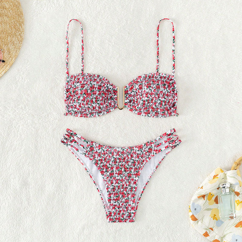 Damen Triangel-Bikini mit Stützfunktion und dekorativem Goldakzent R&B