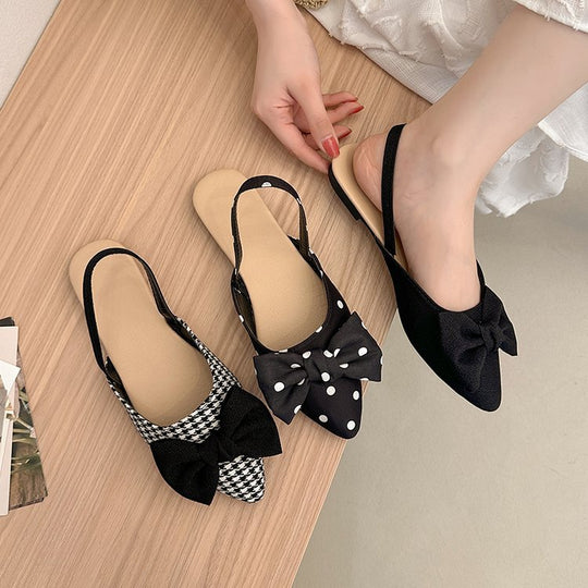 Damen Slingback-Clogs aus Check-Stoff mit eleganter Schleifenapplikation R&B
