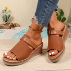 Damen Wedge-Pantoletten mit verstellbarem Riemen und ergonomischem Fußbett