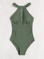Damen Moderner Sport-Badeanzug mit transparenten Einsätzen R&B