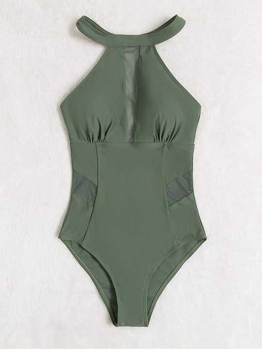 Damen Moderner Sport-Badeanzug mit transparenten Einsätzen R&B