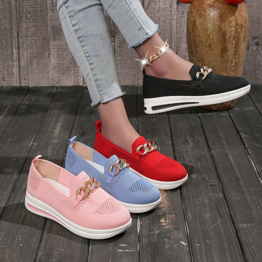 Damen sportliche Slip-On Sneakers mit glamourösem Ketten-Detail R&B