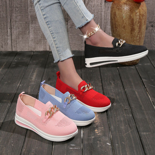 Damen sportliche Slip-On Sneakers mit glamourösem Ketten-Detail R&B