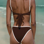 Damen Bikini-Set mit schmalen Trägern und originellem Kontrastdetail R&B