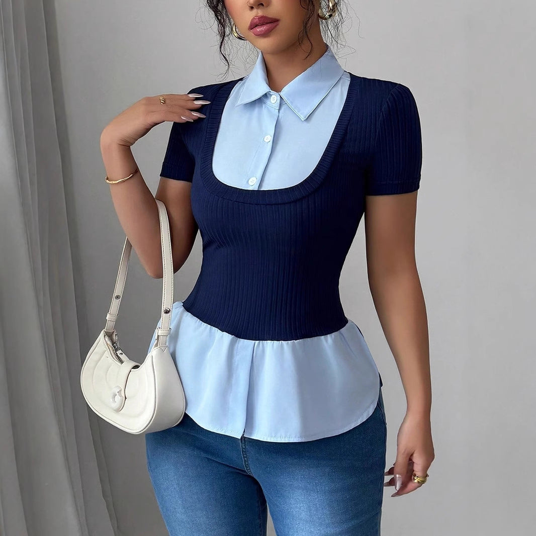 Damen Elegantes Oberteil mit fließendem Saum R&B