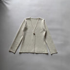 Damen lässiger V-Ausschnitt Cardigan mit dekorativem Knopf R&B