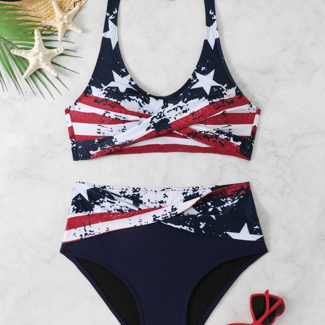 Damen Sportliches Bikini-Set mit hochgeschnittenem Bund R&B