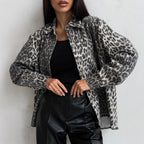 Damen Oversized Jeansjacke mit setzen Leo-Muster R&B