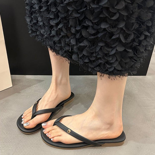 Damen Flip-Flops mit minimalistischer Riemenführung und bequemem Fußbett R&B