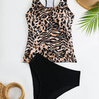 Damen Tankini-Set mit modischem Tiermuster und elastischem Hochbund R&B