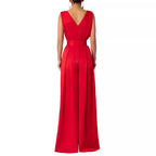 Damen Jumpsuit mit tiefem V-Ausschnitt und weit geschnittenem Bein R&B