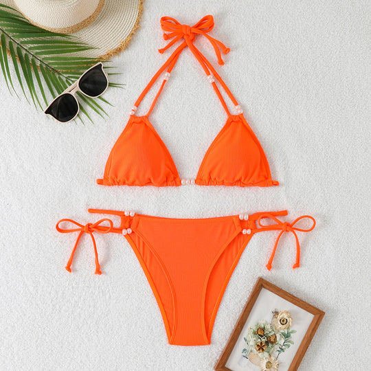 Damen Triangel-Bikini mit raffinierten Perlenakzenten R&B