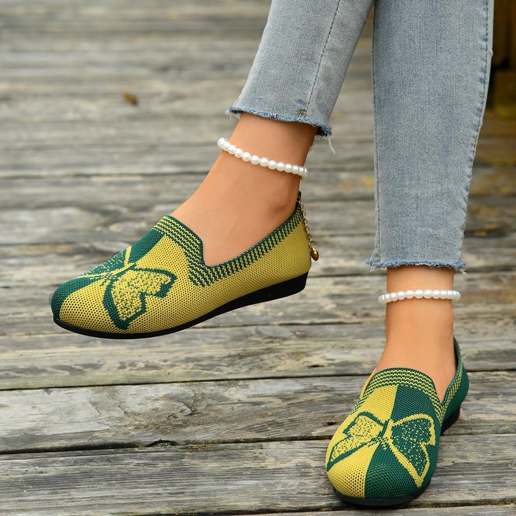 Damen bequeme und atmungsaktive Ballerinas mit floralem Design R&B