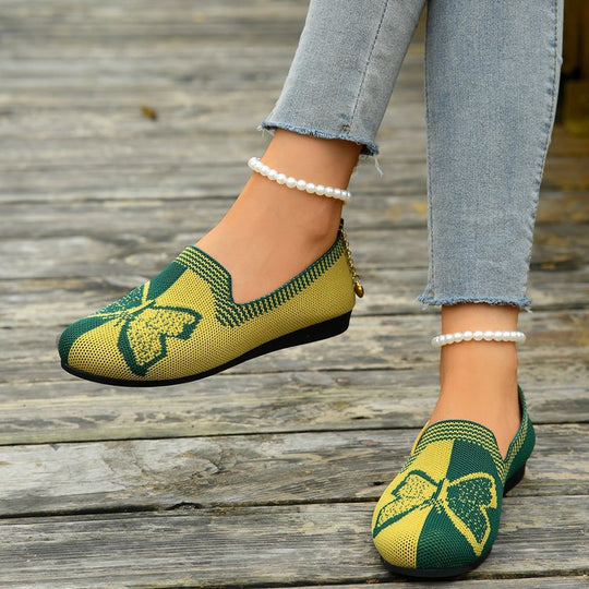 Damen bequeme und atmungsaktive Ballerinas mit floralem Design R&B