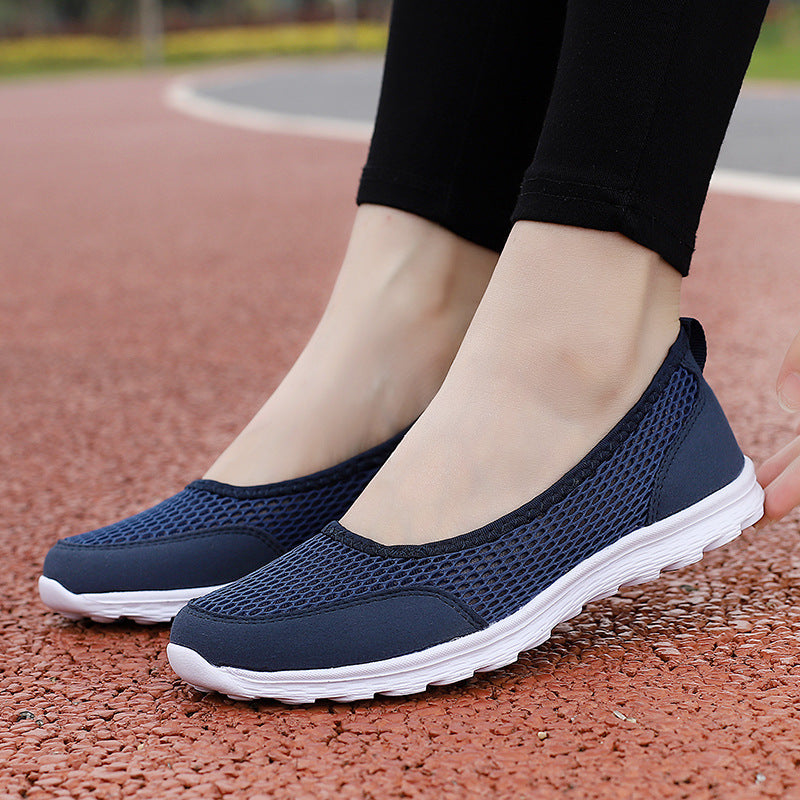 Damen nan atmungsaktive Netz-Ballerina-Sneaker mit flexibler rutschfester Laufsohle und gepolstertem Fußbett R&B
