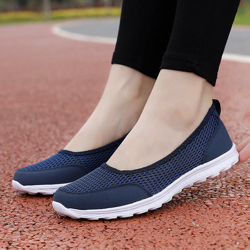 Damen nan atmungsaktive Netz-Ballerina-Sneaker mit flexibler rutschfester Laufsohle und gepolstertem Fußbett R&B