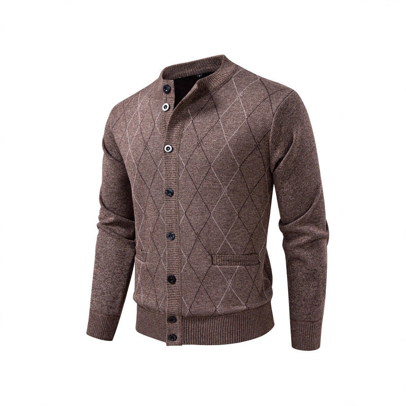 Herren Strickjacke mit modernem Rautenmuster Heidi-Mode
