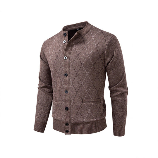 Herren Strickjacke mit modernem Rautenmuster Heidi-Mode