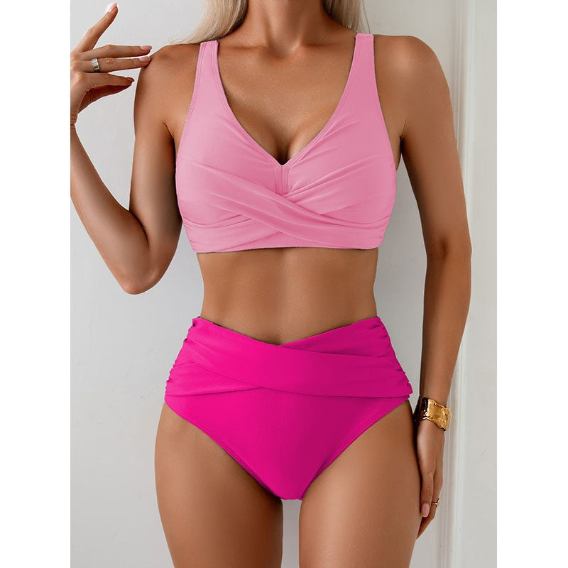 Damen Hochtailliertes Bikini-Set mit raffiniertem Wickeldesign R&B