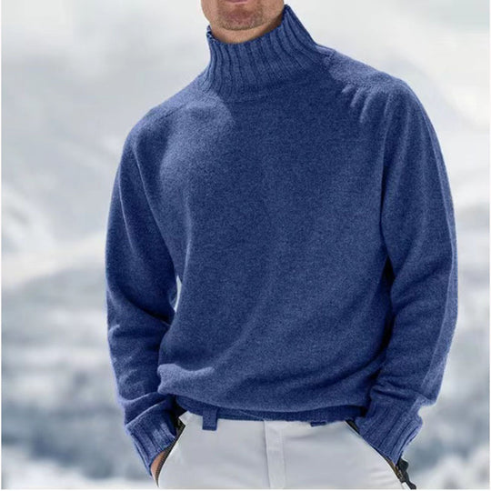 Herren Rollkragenpullover aus hochwertiger Wolle mit strukturierten Details R&B