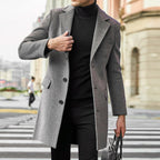 Herren eleganter Wollmantel mit klassischem Revers und verdeckten Knöpfen R&B