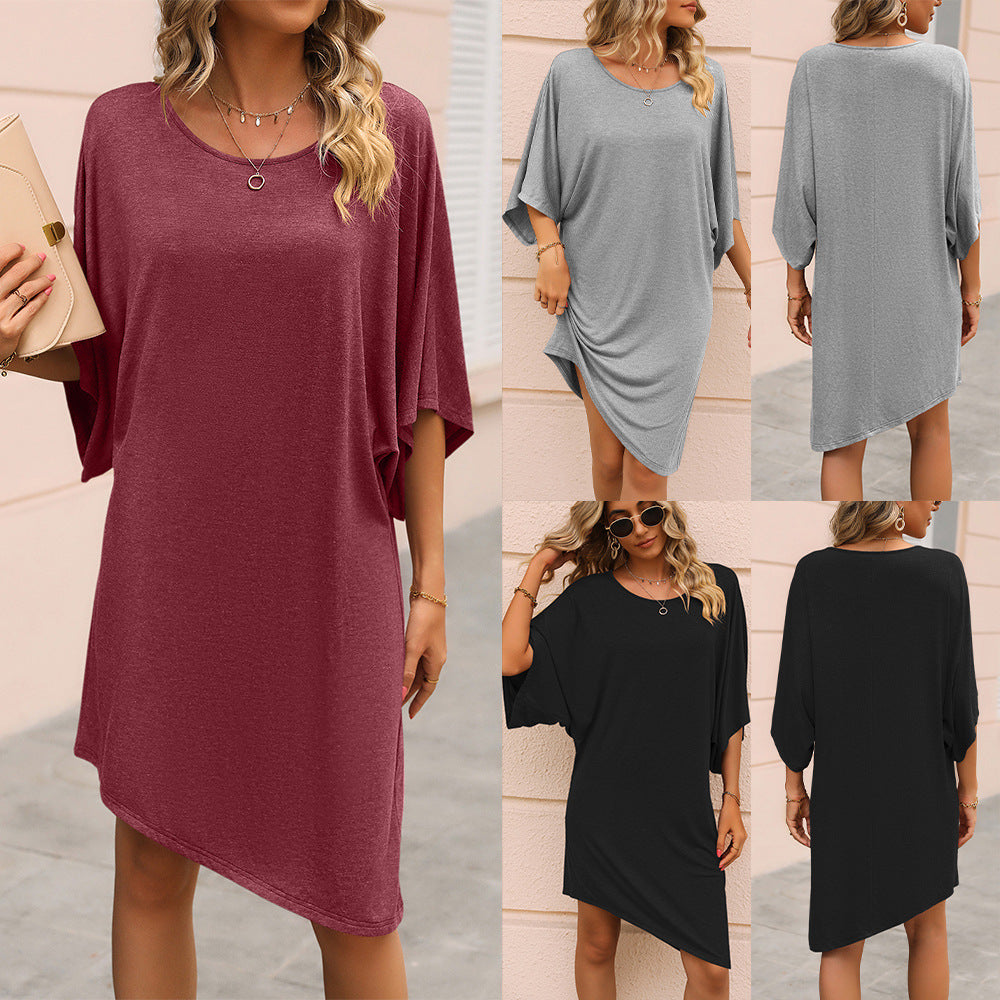 Damen lässiges Oversized Tunika-Kleid mit seitlichen Schlitzen und weichem Jersey-Design R&B