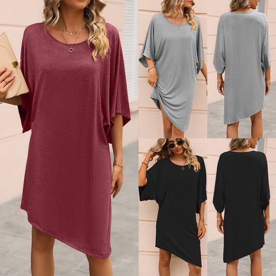 Damen lässiges Oversized Tunika-Kleid mit seitlichen Schlitzen und weichem Jersey-Design R&B