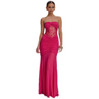 Damen Glamouröses Abendkleid mit Spitzenakzenten und figurbetonter Raffung R&B