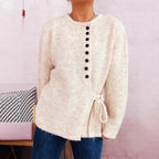 Damen Kuschelige Strickjacke mit elegantem Bindegürtel und modernen Knopfdetails R&B