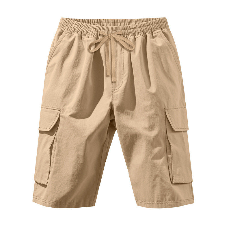 Herren nan knielange Utility-Shorts aus leichtem Baumwollmix mit elastischem Tunnelzugbund und aufgesetzten Klappentaschen R&B