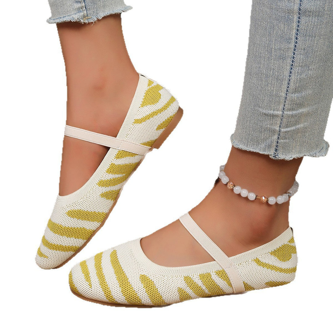 Damen Ballerinas mit elastischem Riemen und modischem Tiermuster R&B
