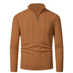 Herren Strickpullover mit stylischem Reißverschluss und Zopfmuster R&B
