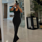 Damen Figurumspielendes Maxikleid mit Knopfdetails und schmalem Schnitt R&B