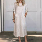 Damen Freizeit Maxi Kleid mit Taschen R&B