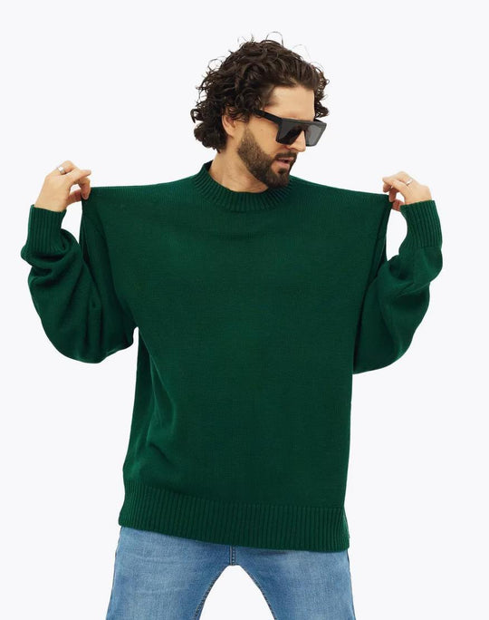 Damen gemütlicher Oversized Pullover mit strukturiertem Rippenmuster und breiten Bündchen R&B