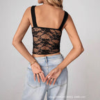 Damen Transparente Spitzen-Croptop mit elegantem Design R&B