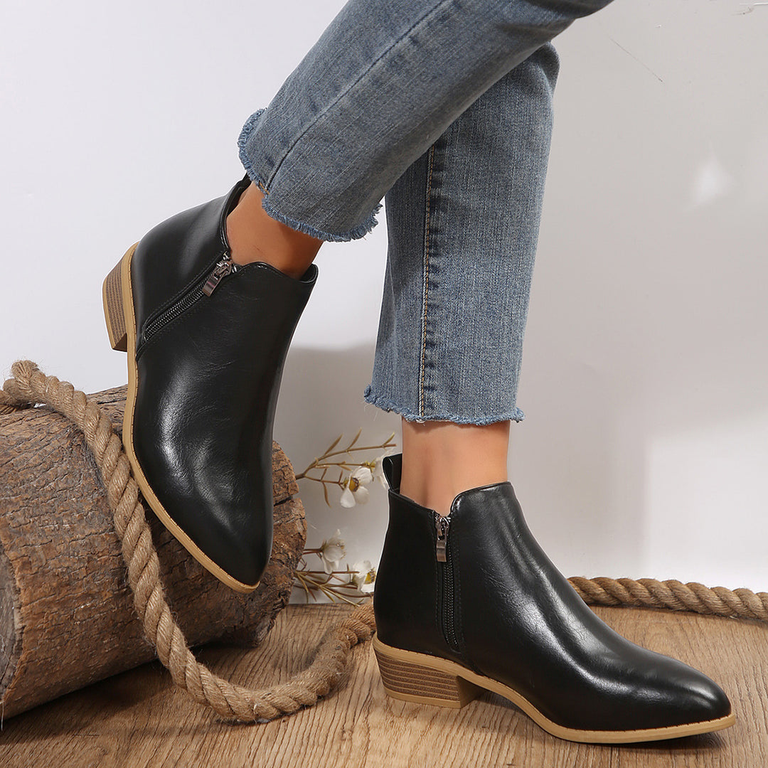 Damen nan schlanke Ankle-Boots mit seitlichem Reißverschluss, schmaler Spitzform und komfortablem Blockabsatz R&B