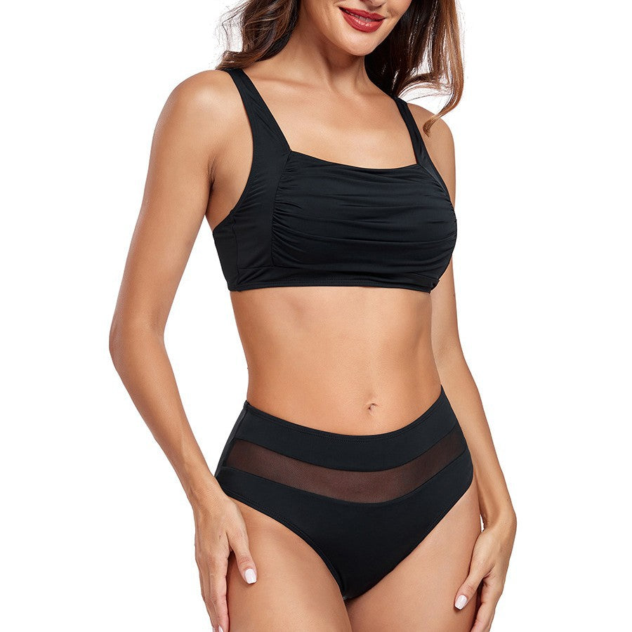 Damen Hoch tailliertes Bikini-Set mit modischem Mesh-Detail R&B