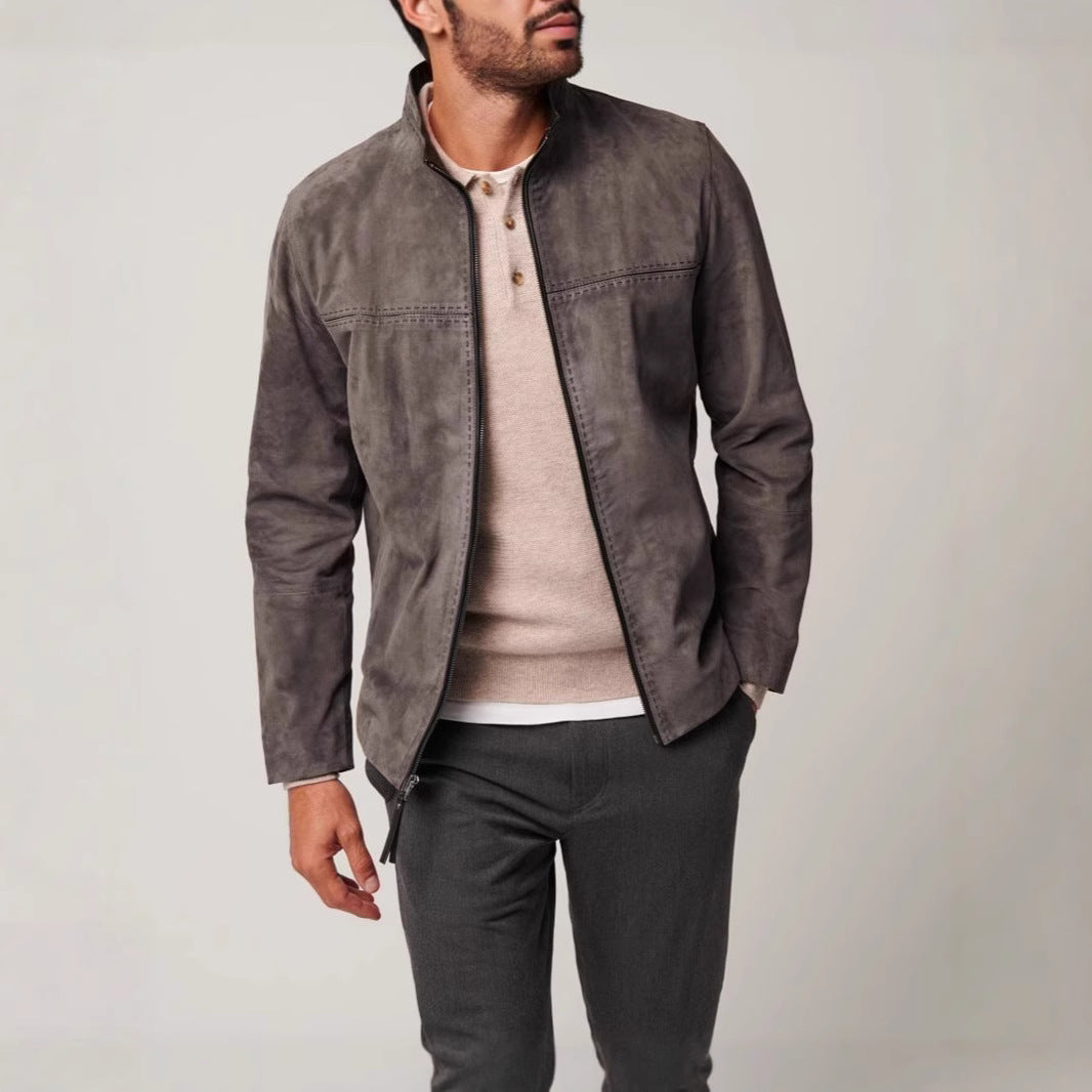 Herren elegante jacke im minimalistischen Design mit hohem Kragen