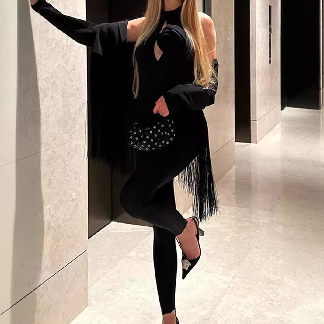 Damen Jumpsuit mit Dekolleté und floralem Akzent R&B