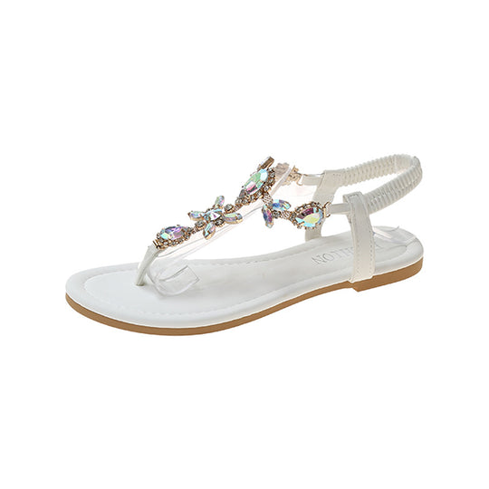 Damen elegante Zehentrenner-Sandalen mit funkelndem Strass R&B