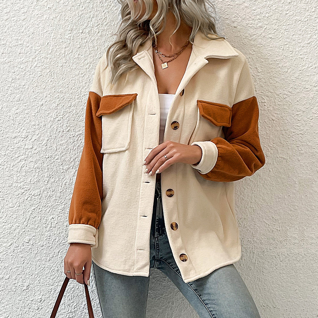 Damen modische Übergangsjacke mit Taschen und kontrastierenden Ärmeln R&B