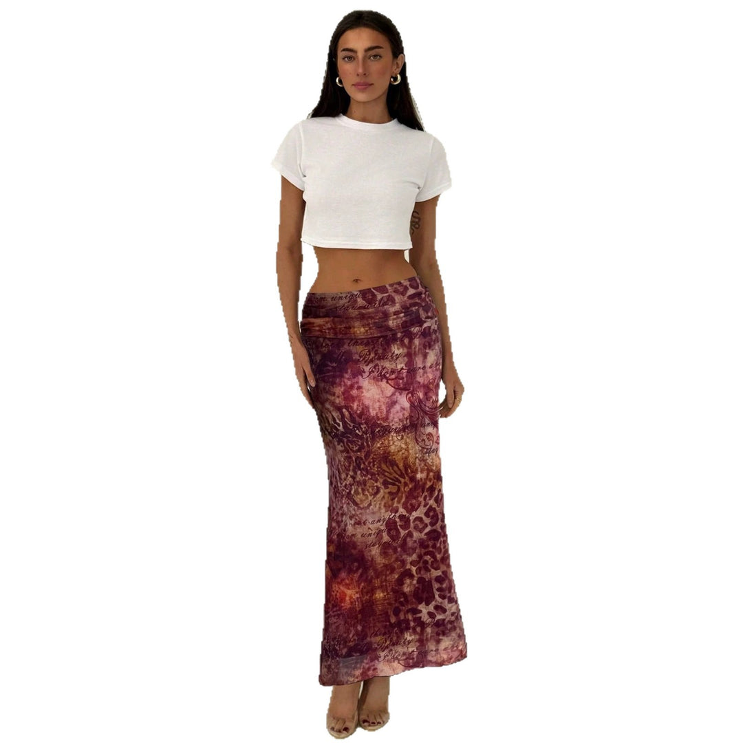 Damen nan schmaler Maxirock mit gerafftem Bund und Allover-Print R&B