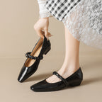 Damen elegante Ballerinas mit modischem Riemen und bequemem Absatz