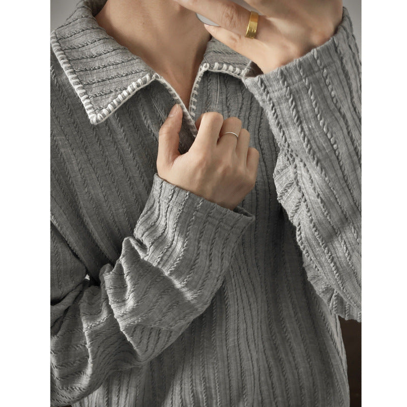 Herren Pullover mit lässigem strukturiertem Design und modischem Kragen R&B