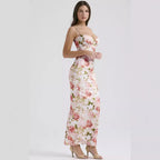Damen Maxikleid mit floralem Spitzen-Design und schmalen Trägern R&B